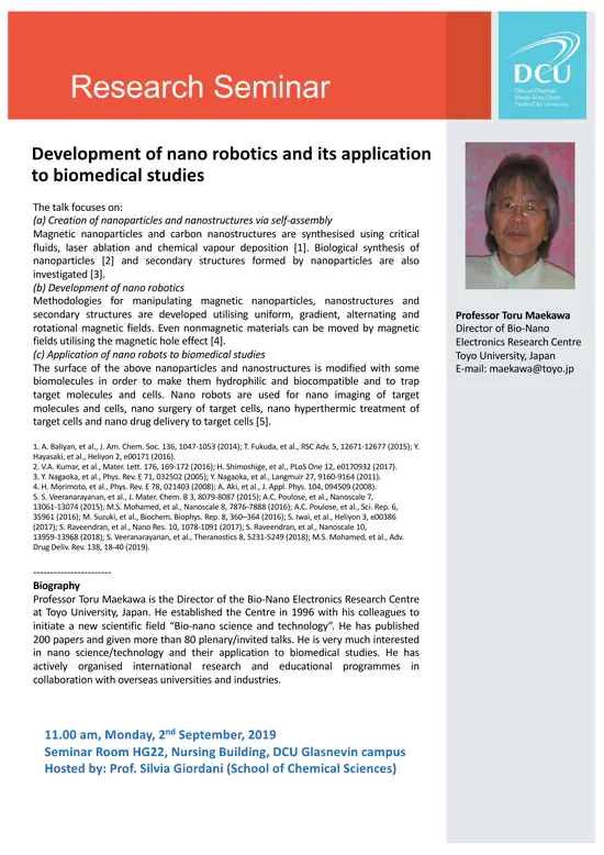 Development of nano robotics and its application to biomedical studies