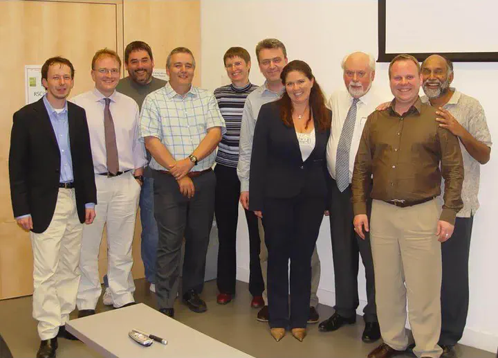 Organisers and Speakers from left to right: Dr. Wolfgang Schmitt, Professor Douglas Philp, Dr. Stuart Cantrill, Dr Tony James, Professor Sally Brooker, Professor Donal O’Shea, Prof. Silvia Giordani, Professor Sir Fraser Stoddart, Professor Thorfinnur Gunnlaugsson and Professor A. P de Silva.