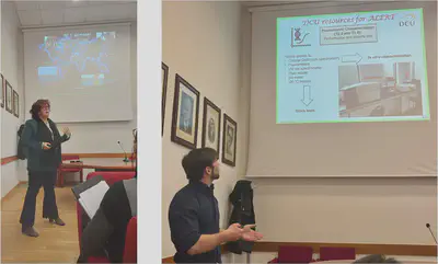 Prof. Silvia Giordani and Dr. Francesco Bellina giving a talk during the meeting.