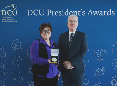 Prof Silvia Giordani receives the Academic Staff Award from DCU President, Prof Daire Keogh