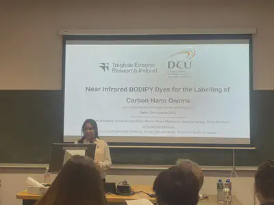  Merrella Chaz Karaan delivered a great talk on Near infrared BODIPY dyes for the labelling of carbon nano-onions