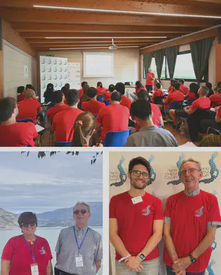 Professor Jean-Pierre Sauvage (Nobel laureate in chemistry 2016) delivering his lecture and with Professor Giordani and Dr. Riccardo Ossanna.