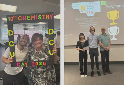 Prof. Silvia Giordani with Dr. Francesco Clazaferri (Left) and Yingru Zhou receiving the Runner-Up award for 